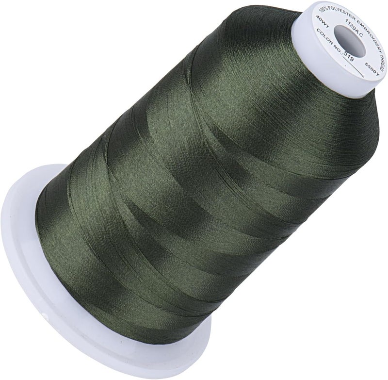 simthread 5500Yds Embroidery Thread, 5000M High-Yardage 40WT 100% Polyester Thread – 170+ Vivid Colors, High-Speed Rated – Compatible with Brother, Singer, Janome & More - Olive Green 519 - Image 1
